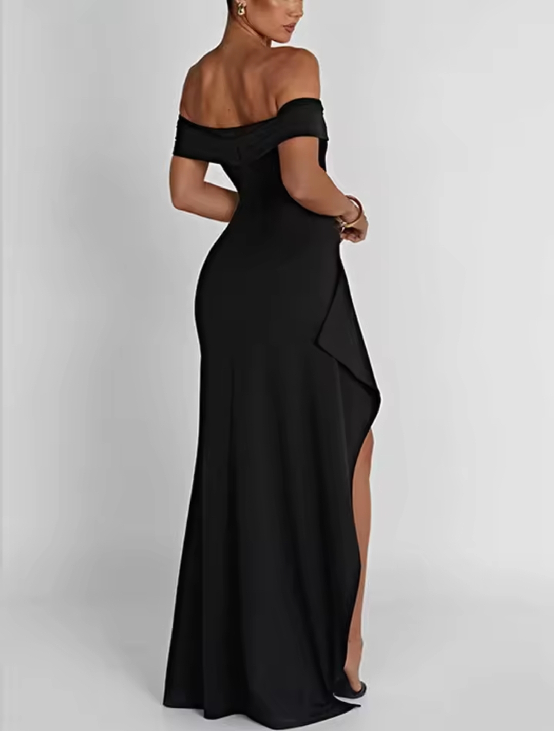 Elegant Off-Shoulder Black Dress