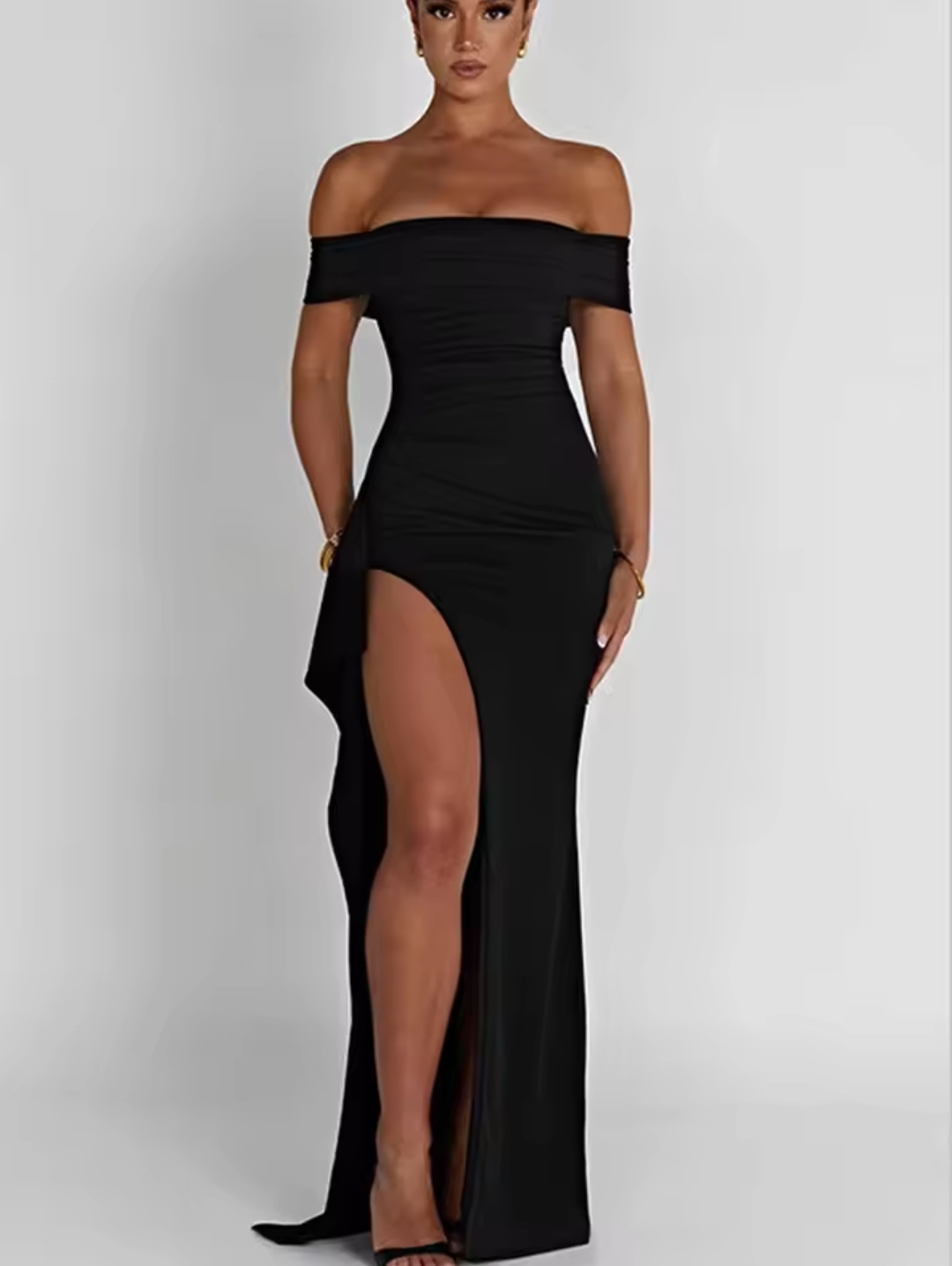 Elegant Off-Shoulder Black Dress