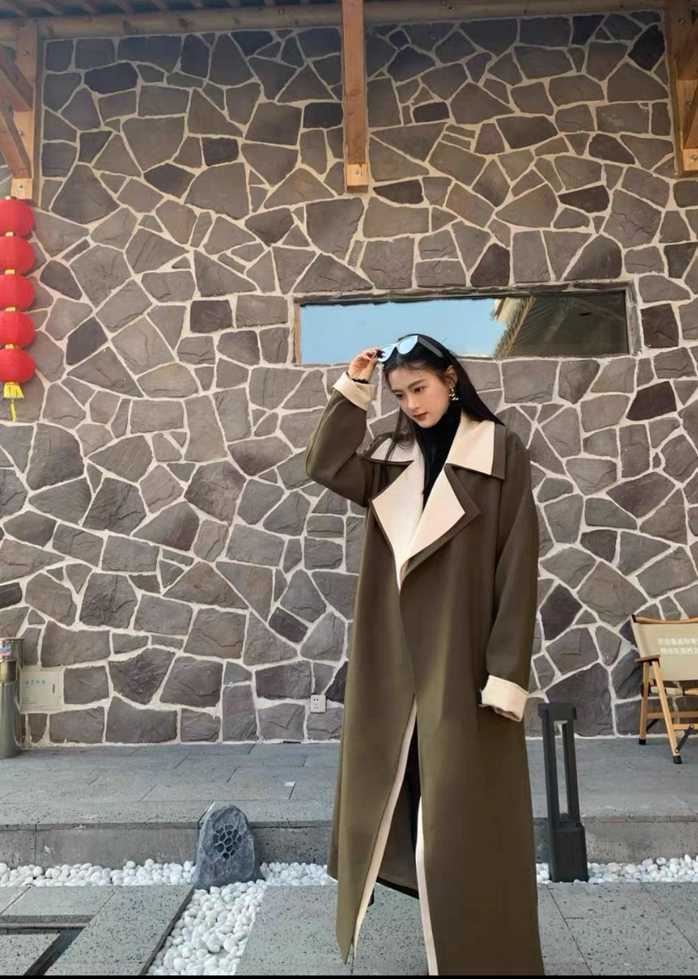 Long Olive Trench Coat