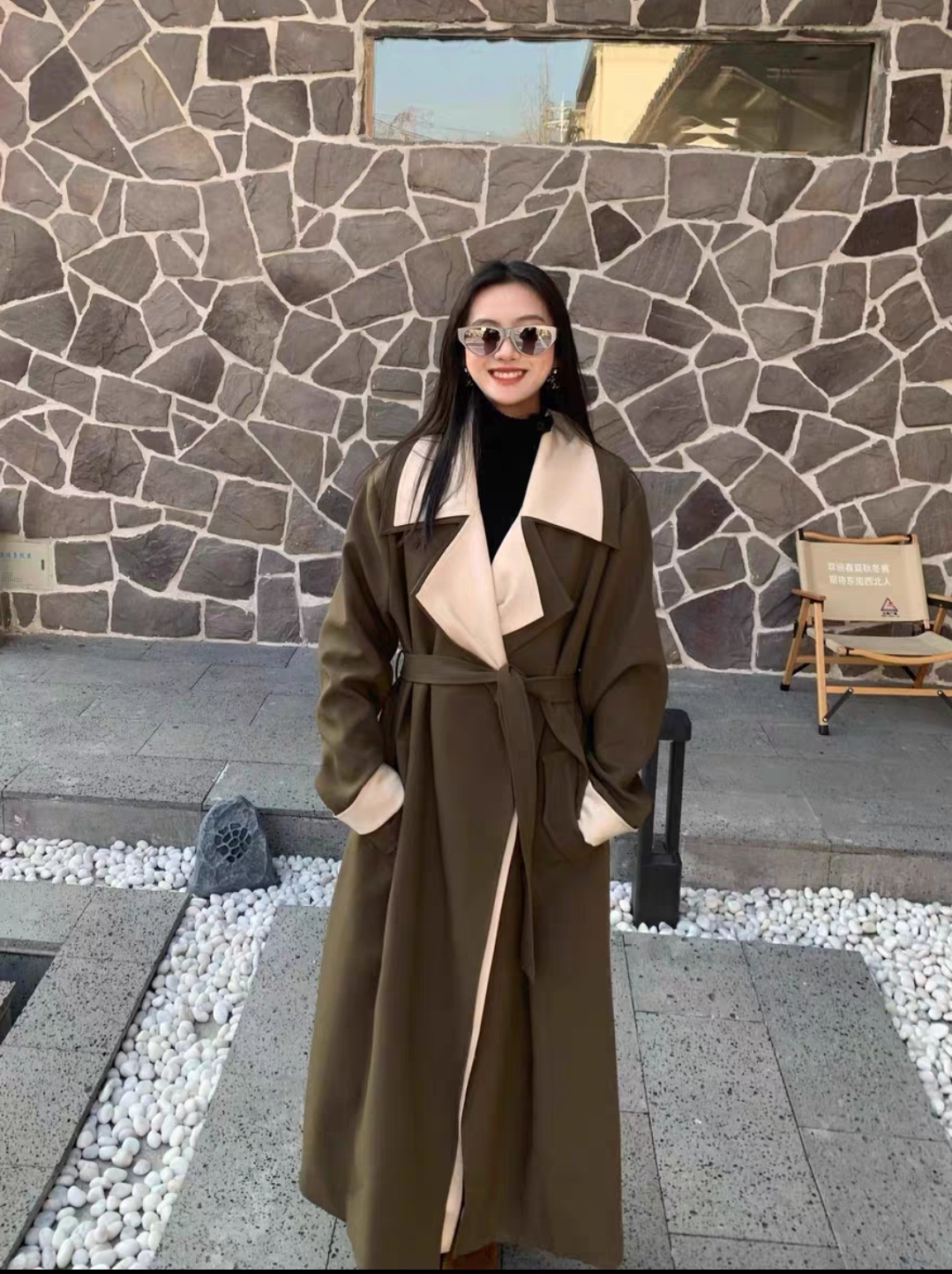 Long Olive Trench Coat