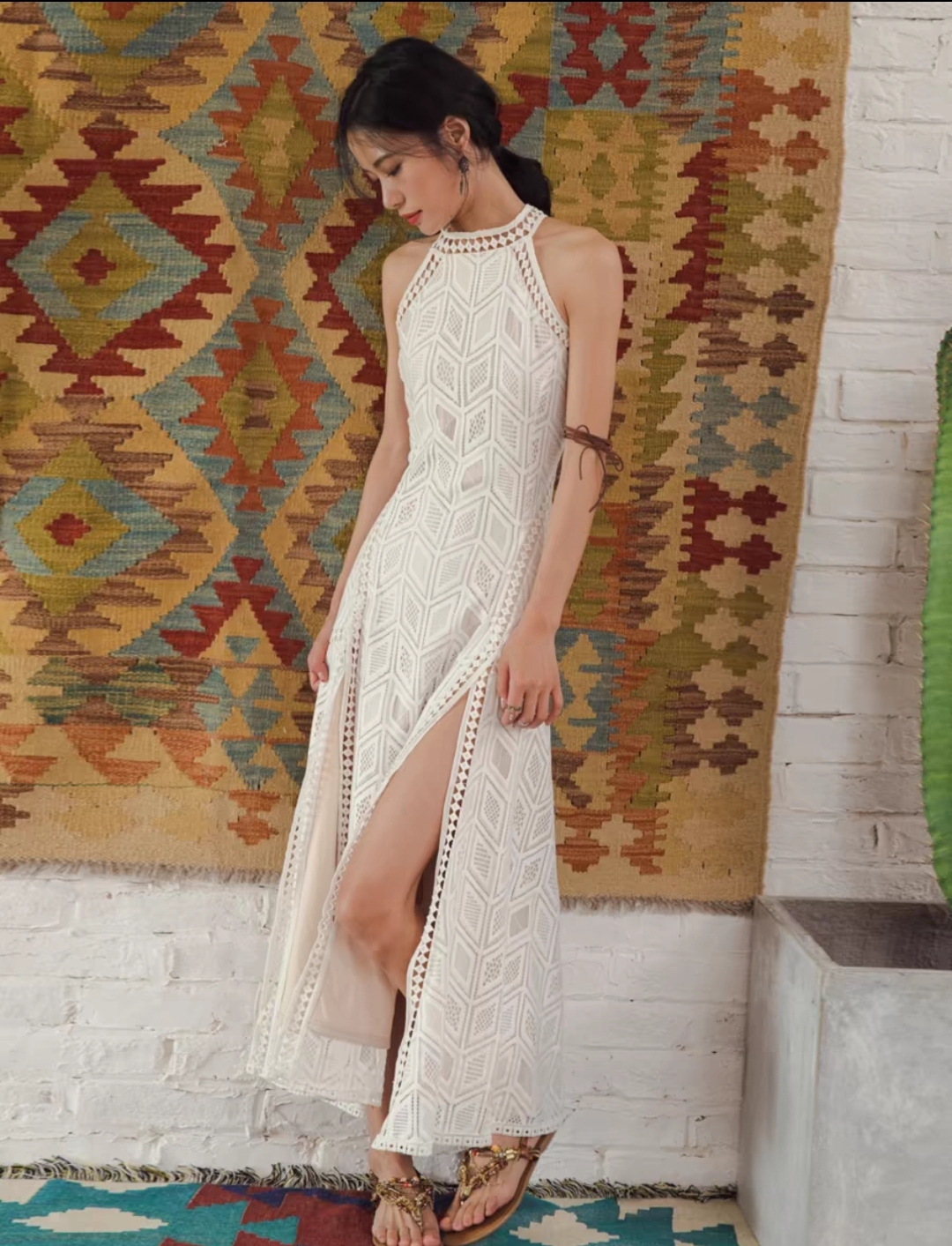 Elegant White Lace Maxi Dress