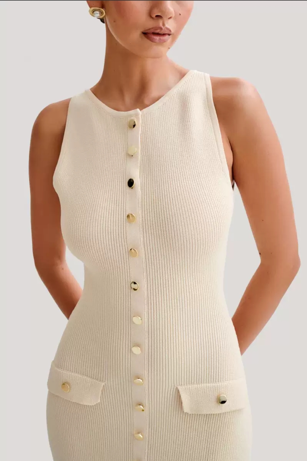 Cream Sleeveless Maxi Dress
