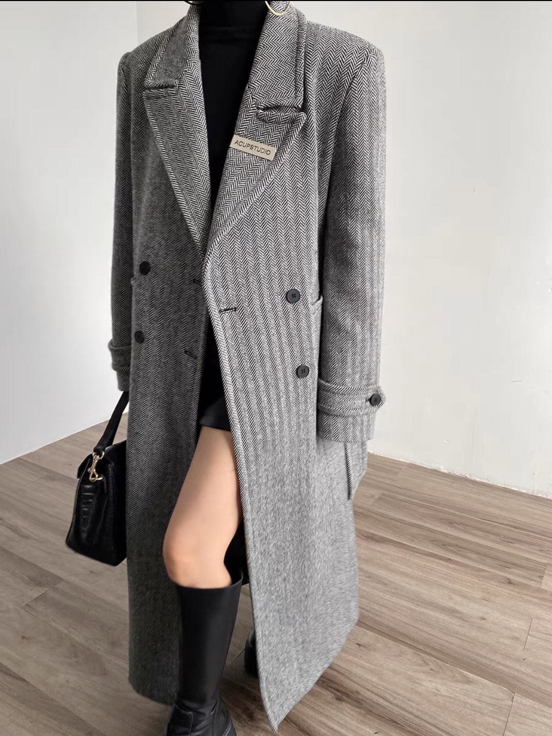 Women's Herringbone Long Blazer