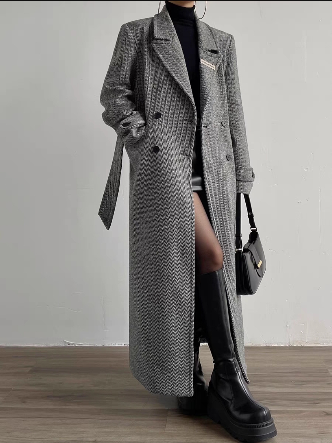Women's Herringbone Long Blazer