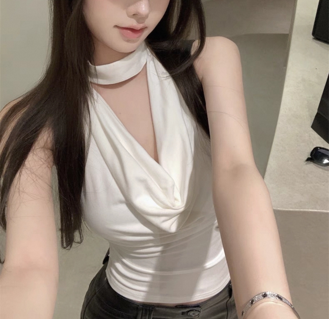 White Halter Neck Top