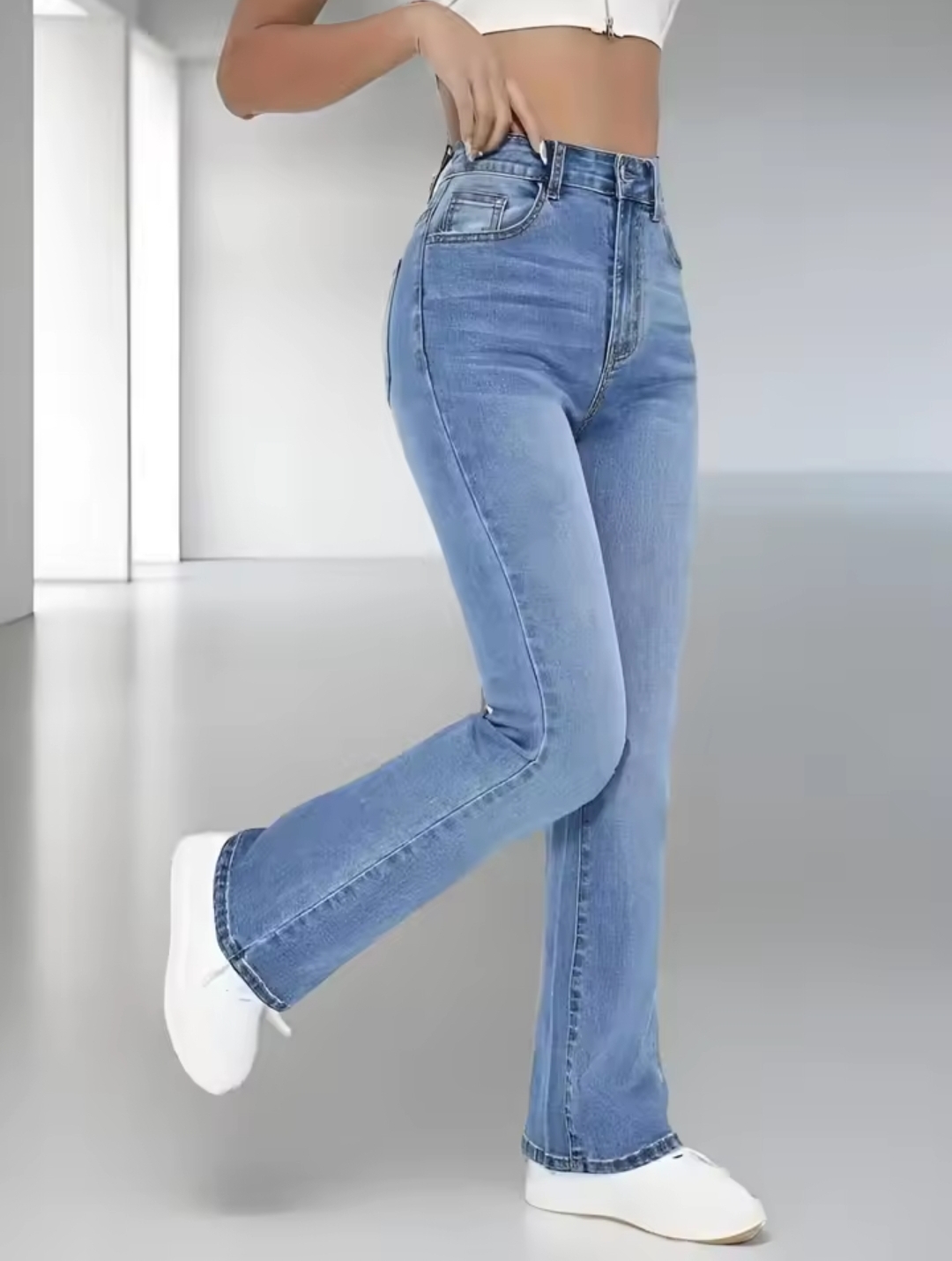 High-Waisted Flared Jeans