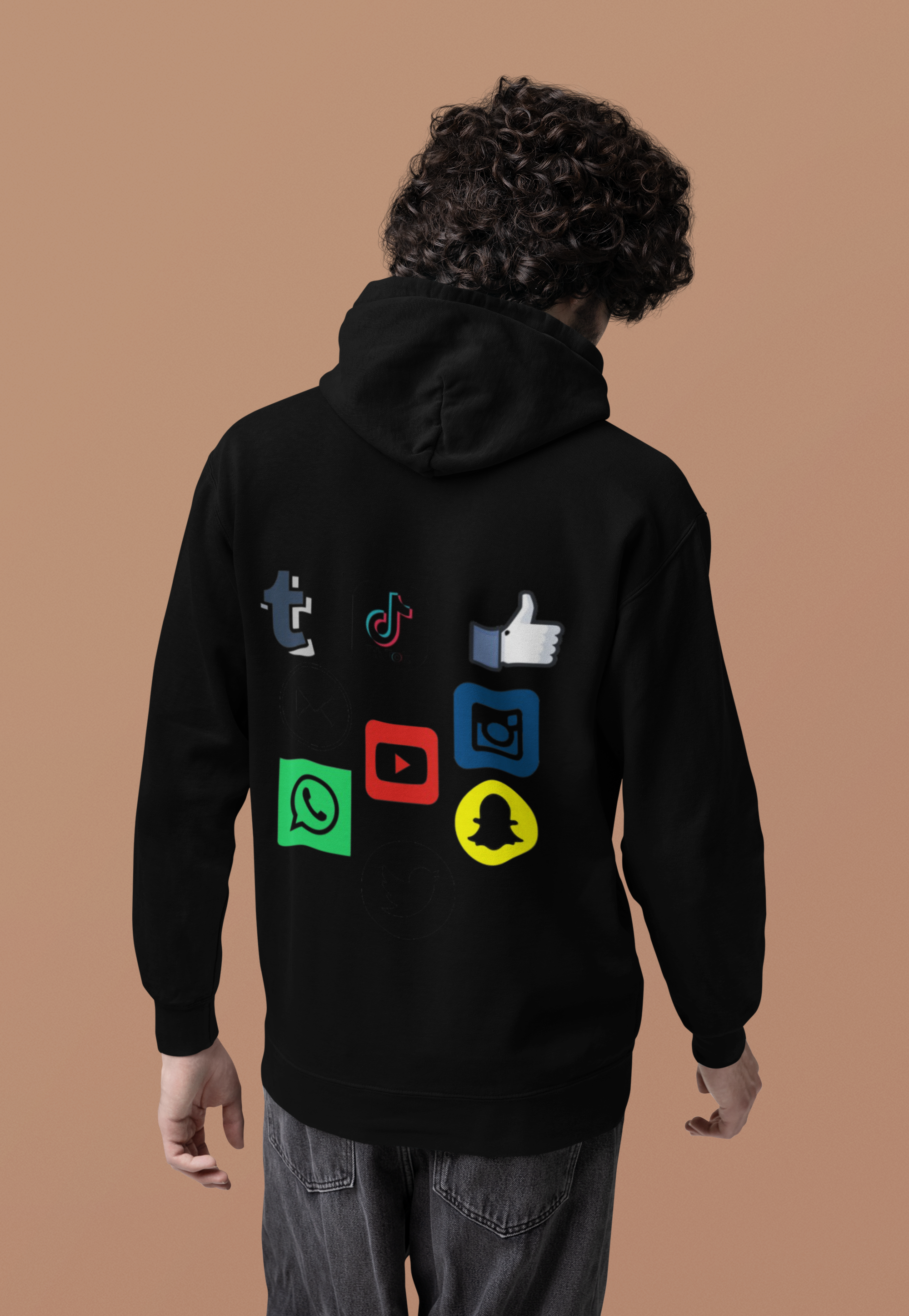 Social Media Icon Black Hoodie