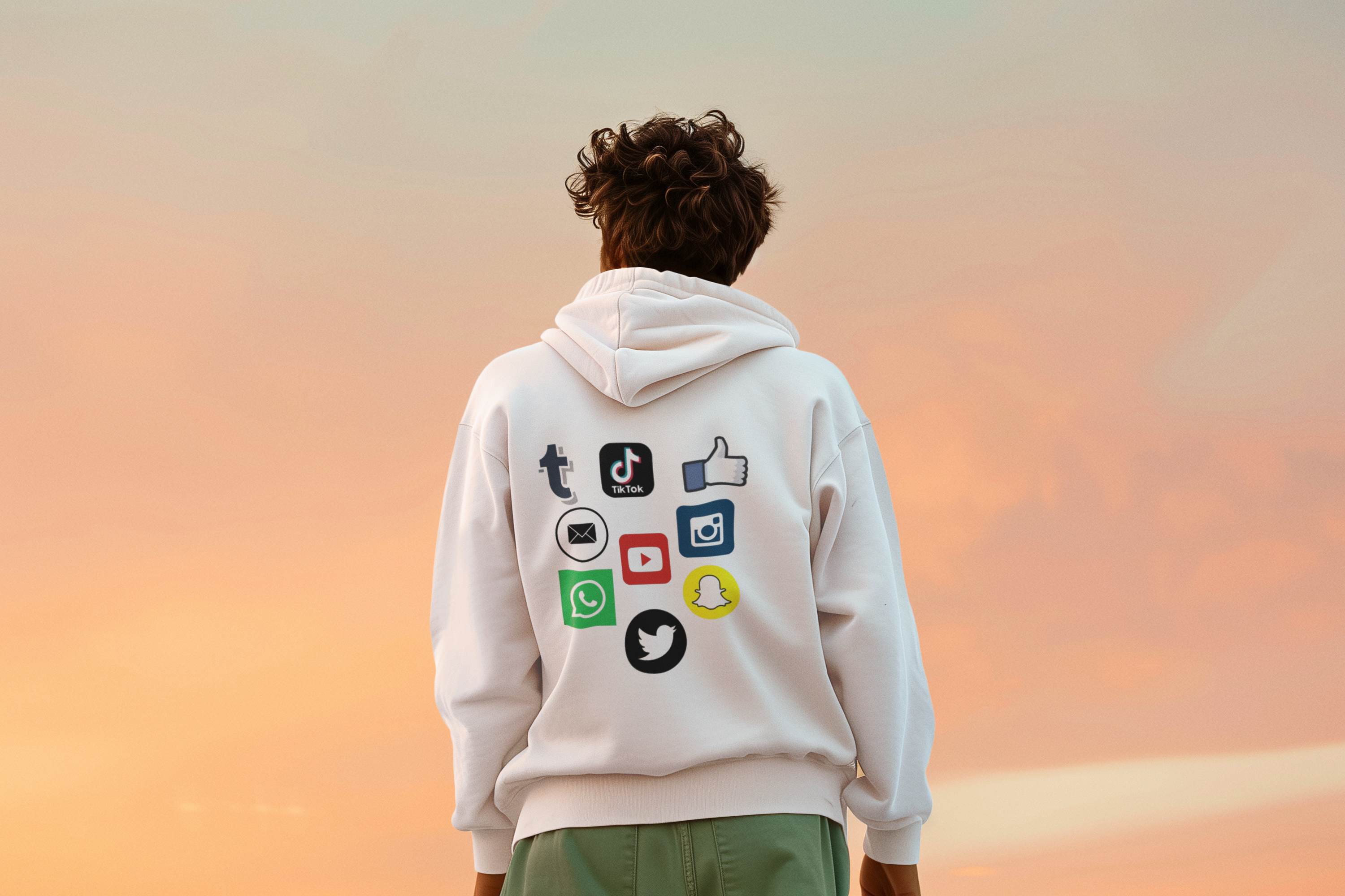 Social Media Icon White Hoodie