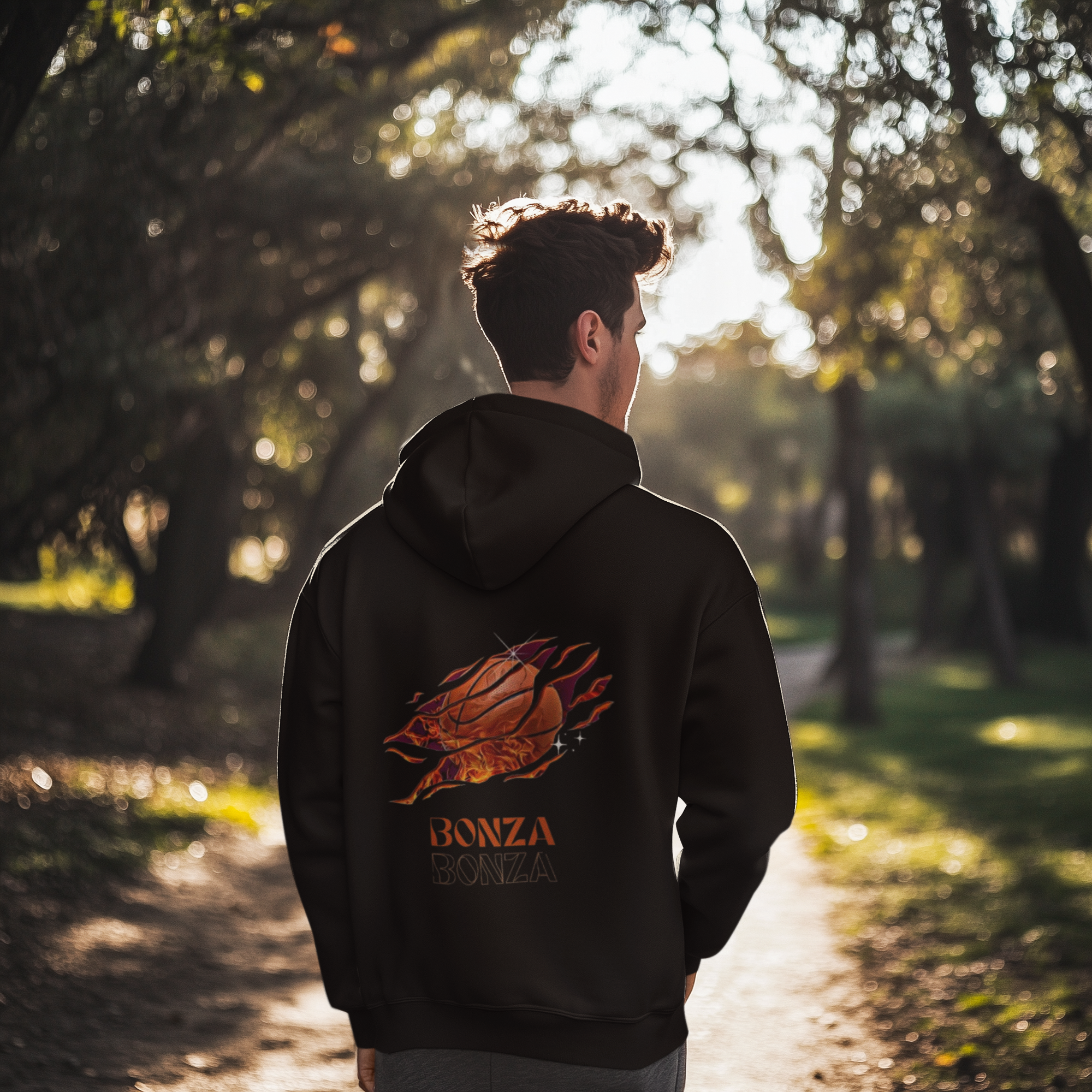 Basketball Flame Black Bonza Hoodie