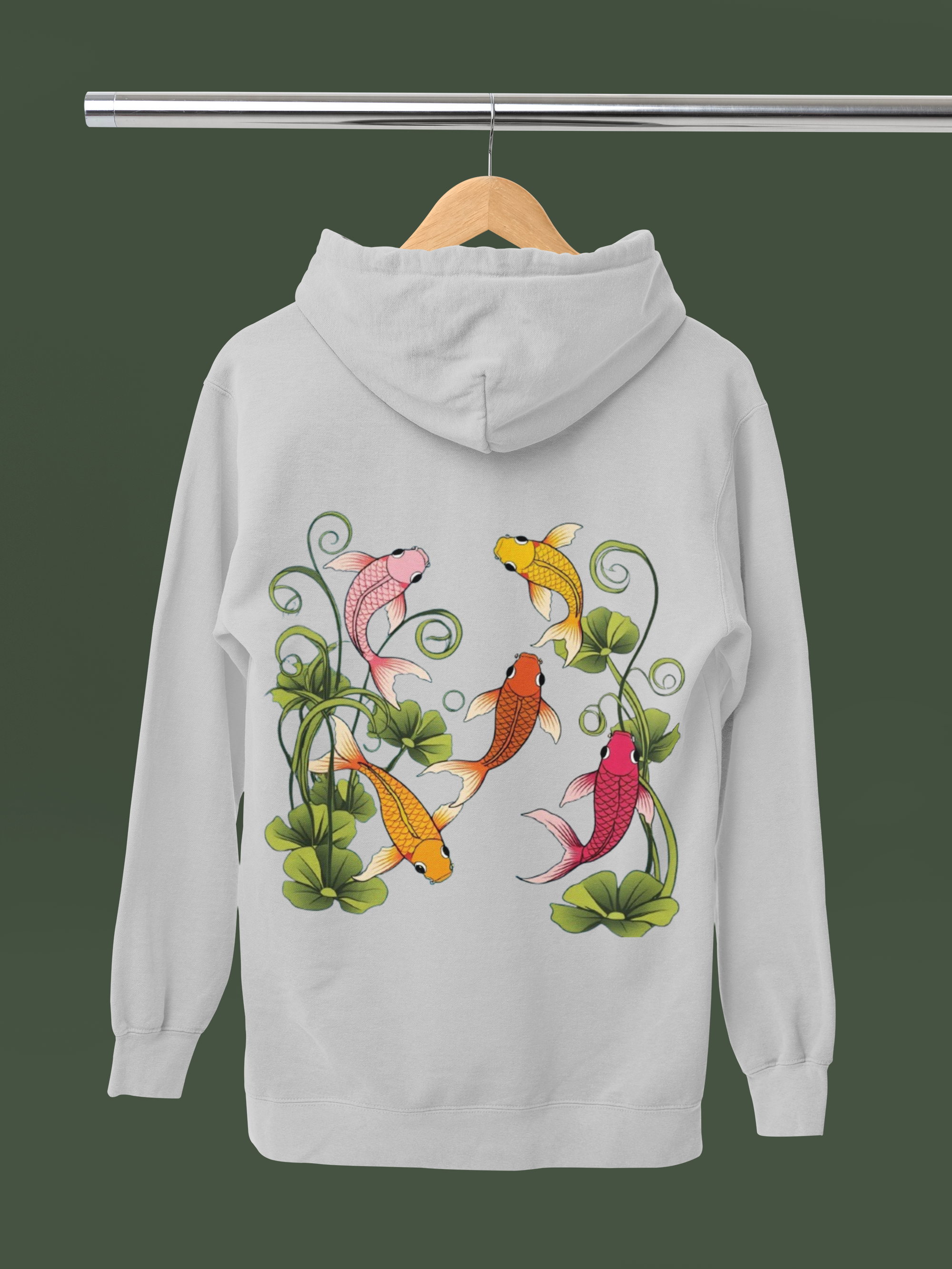 Grey Koi Fish Hoodie
