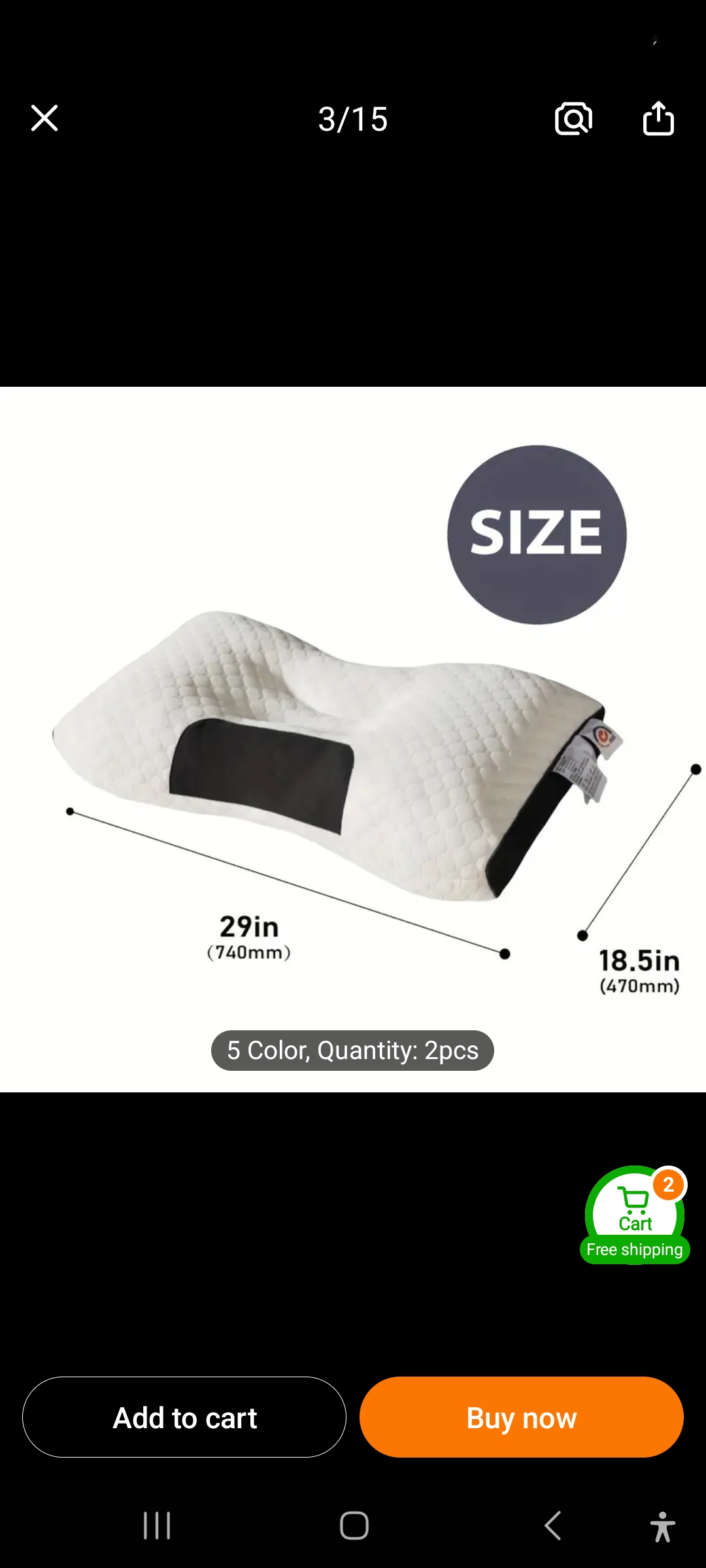 Ergonomic Memory Foam Pillow 2 Pack