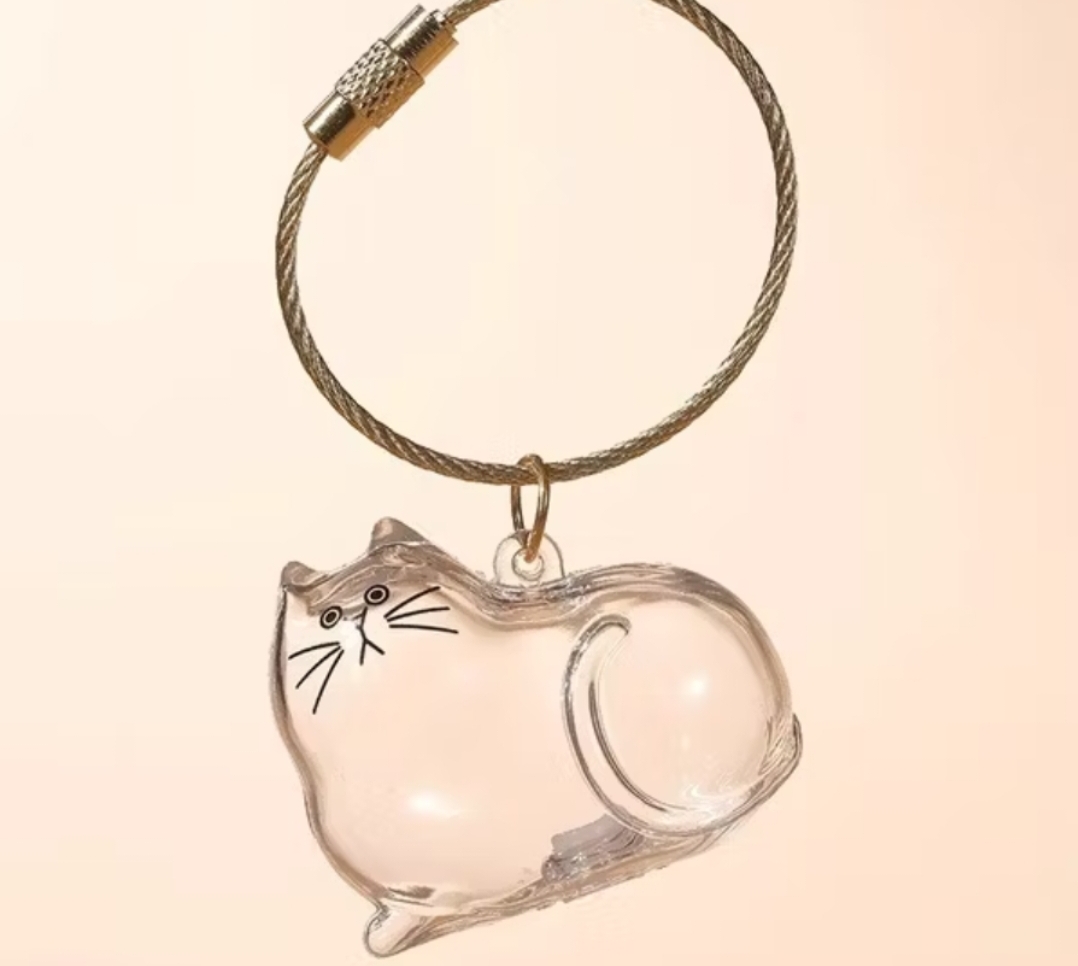 Clear Cat Keychain