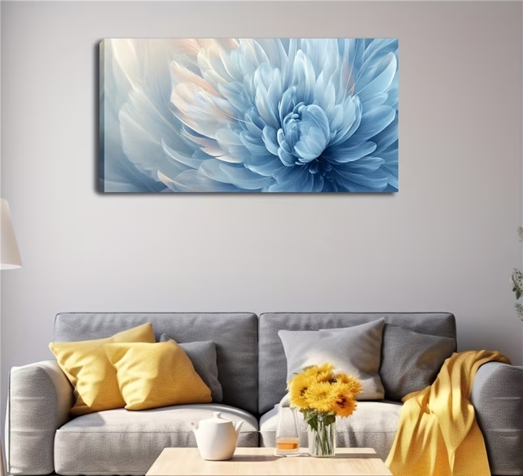 Blue Floral Canvas Wall Art