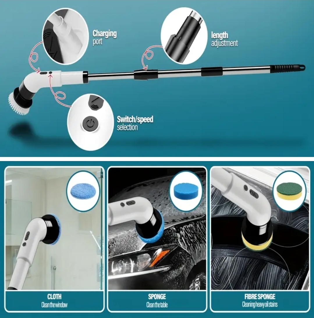 Electric Spin Scrubber Cleaning Kit