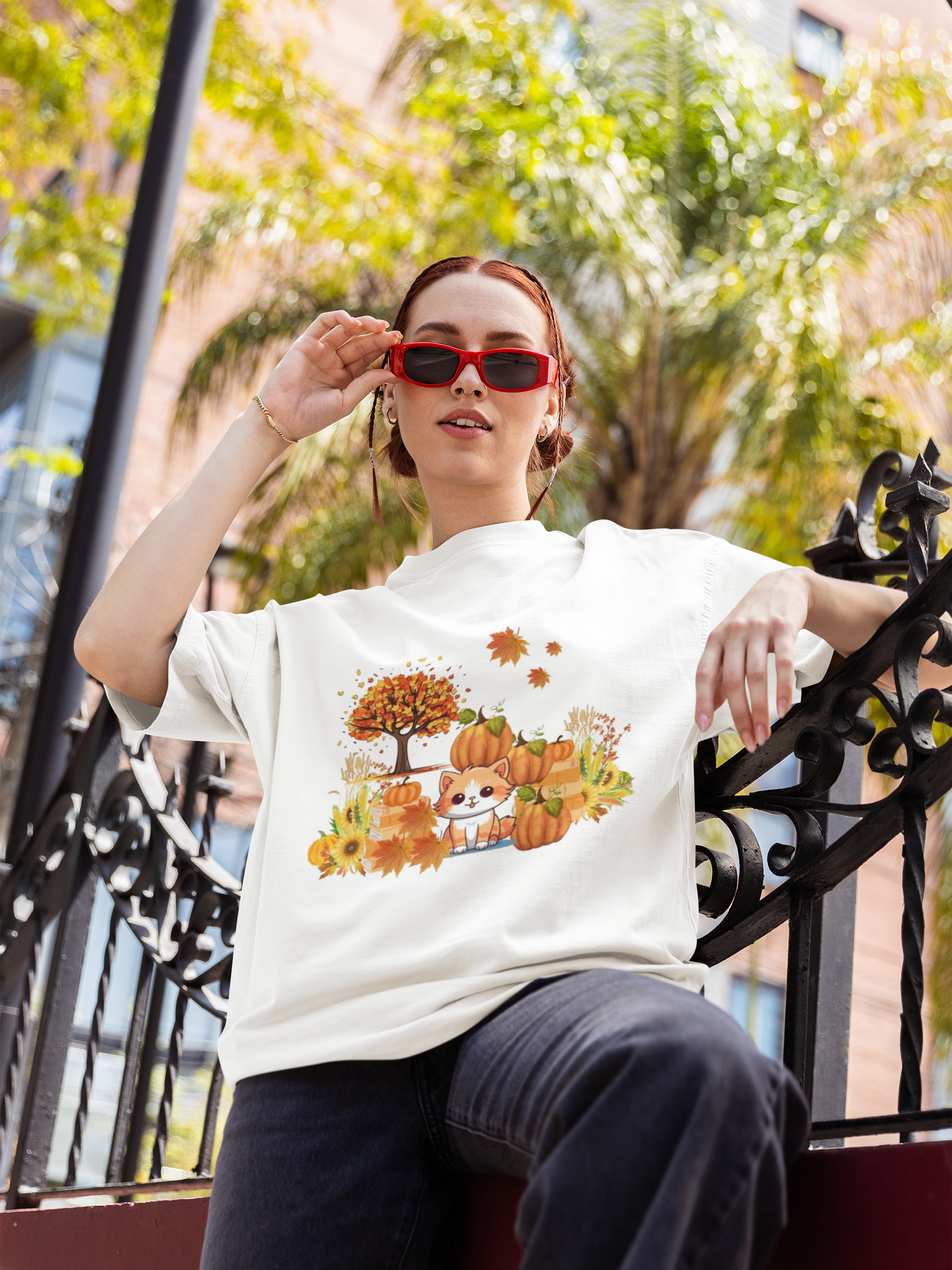 Autumn-themed graphic t-shirt