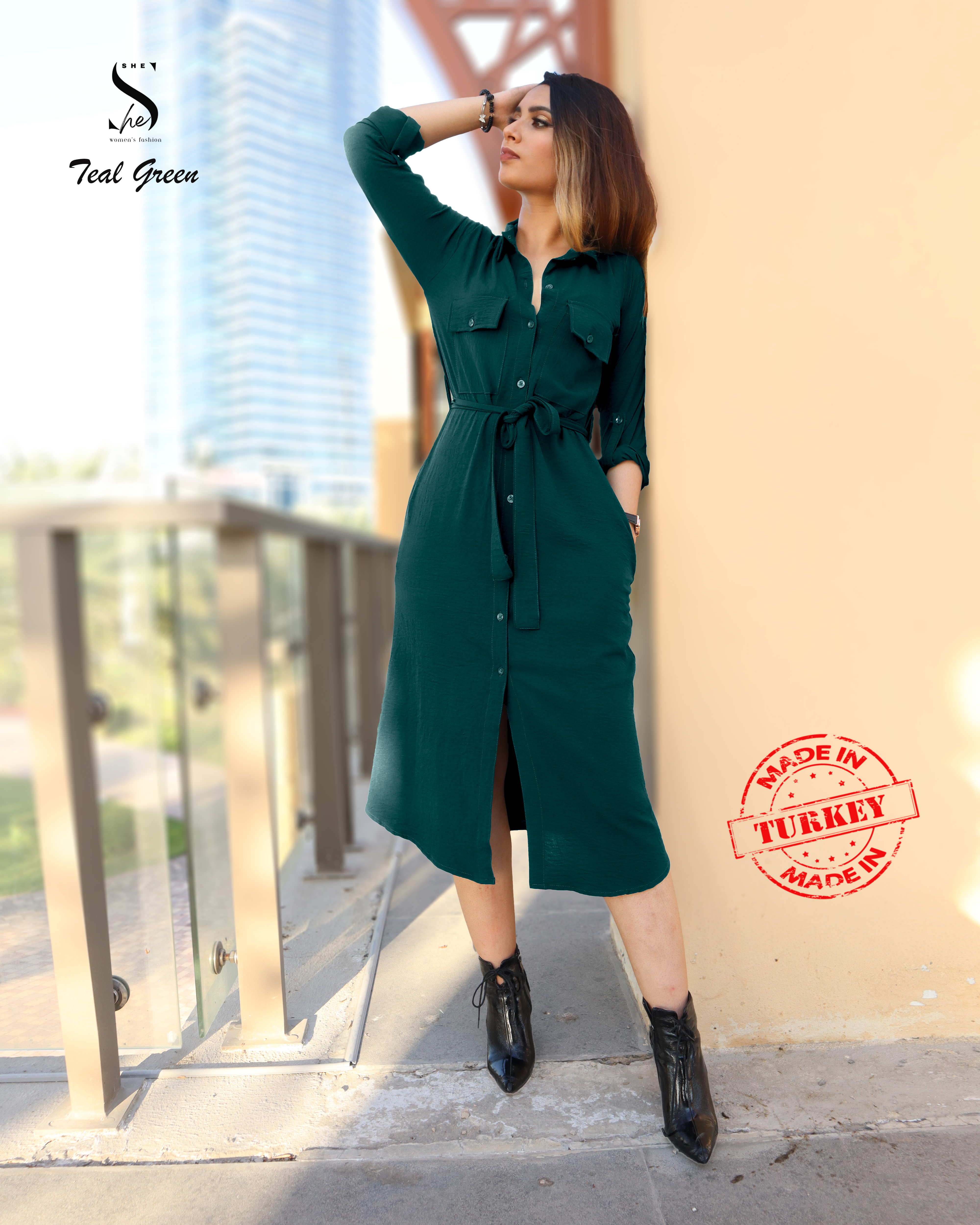 Made in Turkey Long Dress Pocket