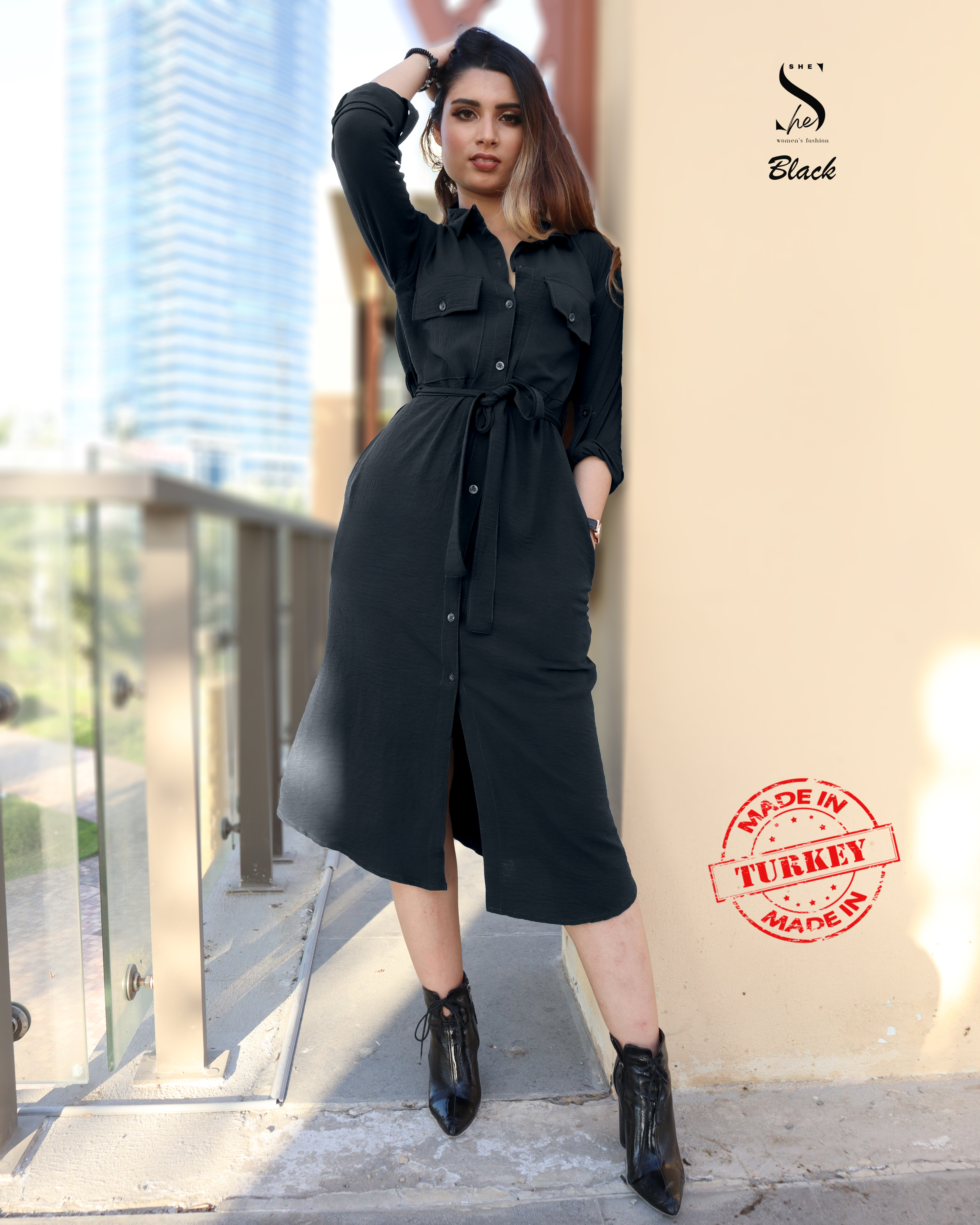 Made in Turkey Long Dress Pocket