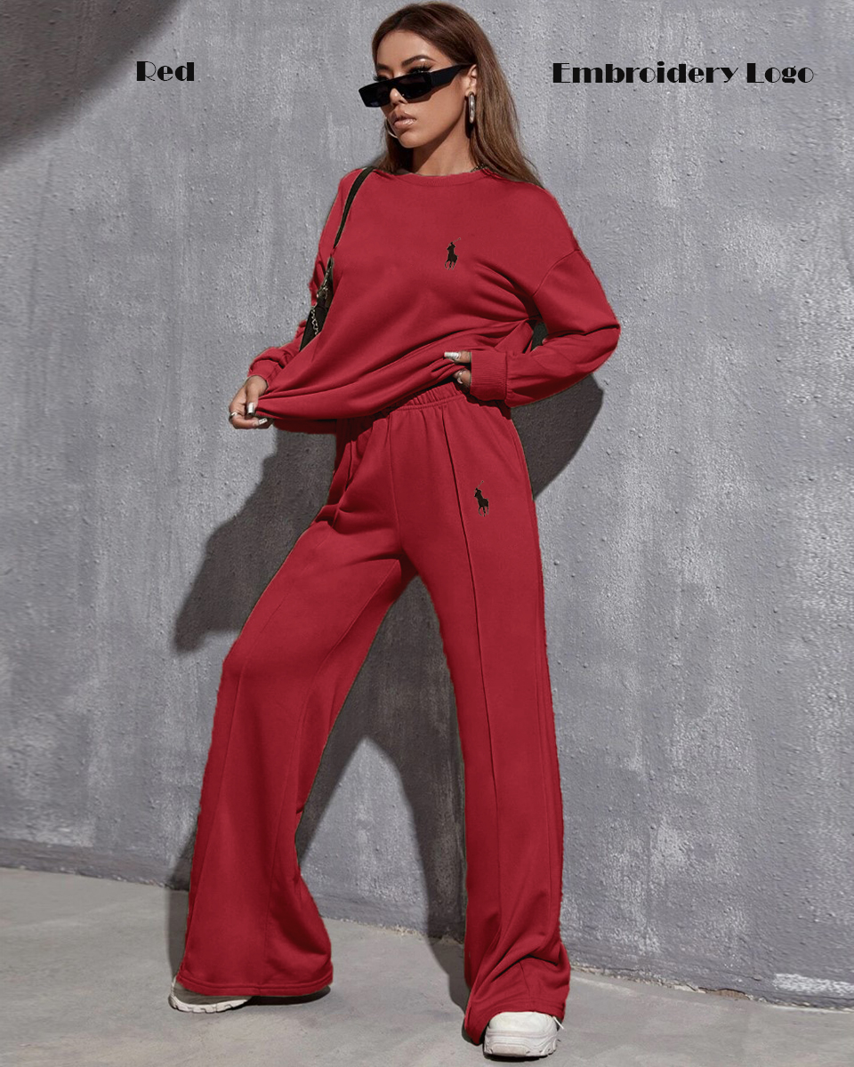 Women's Sweatshirt and Wide Leg Sweat Trouser Set