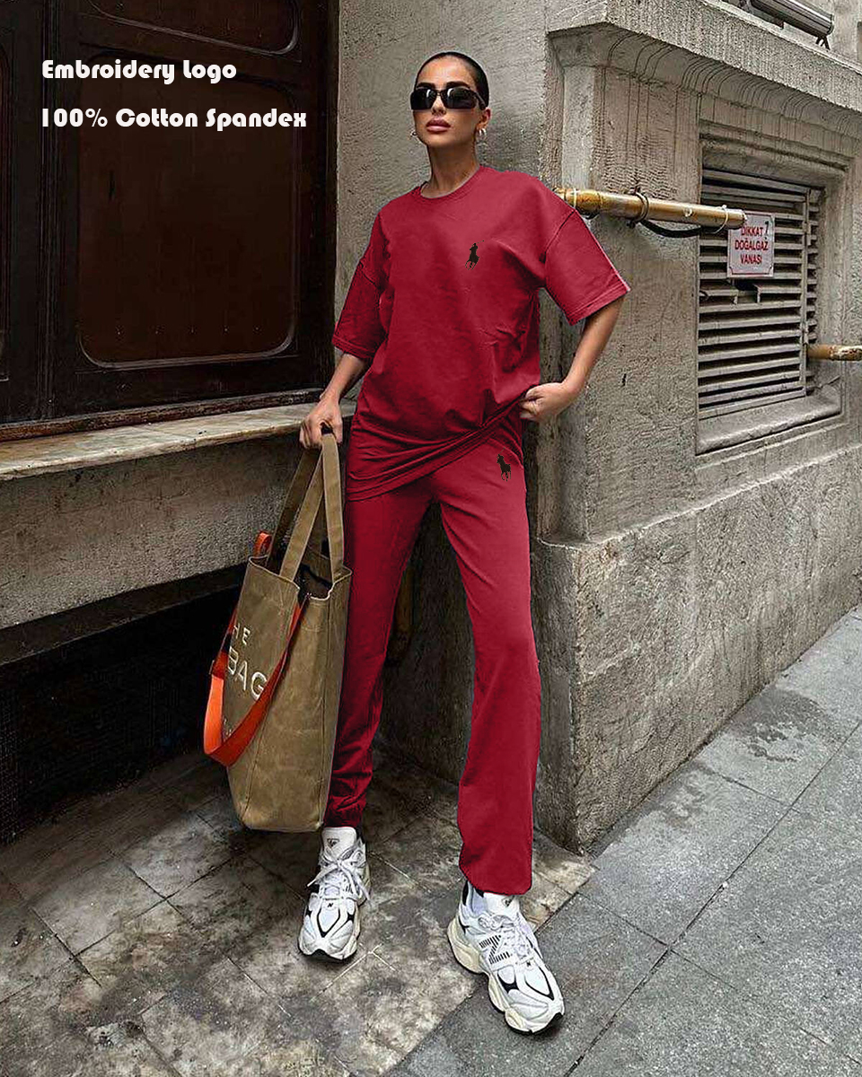 Women's Cotton T-Shirt and Trouser Tracksuit