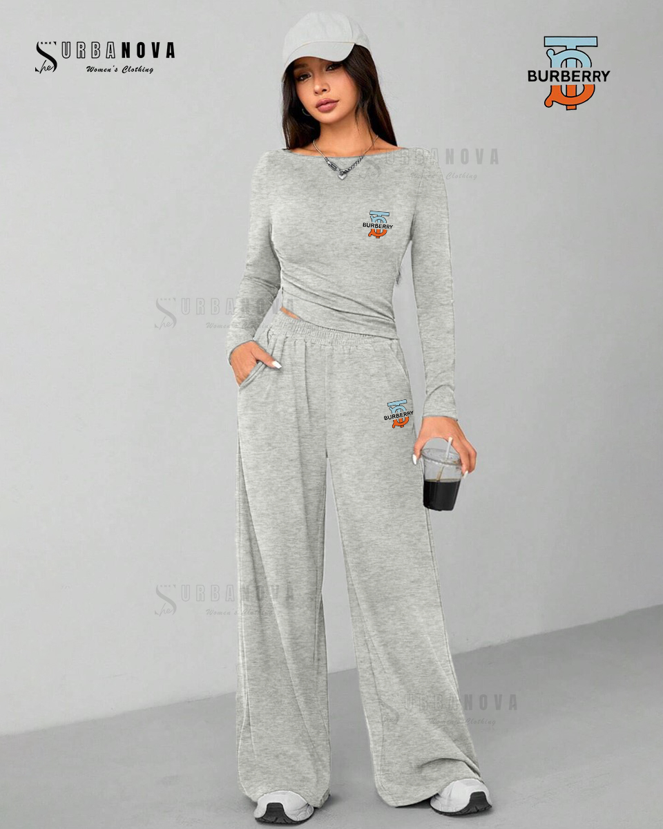 Women's Off-Shoulder Side Gathering Longsleeve Loungewear Set