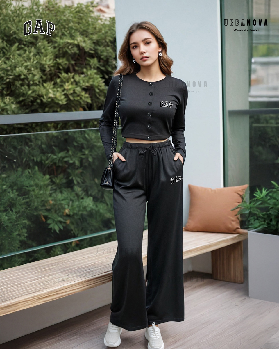 Women's Trendy Crop Tops and Wide Leg Pant Set