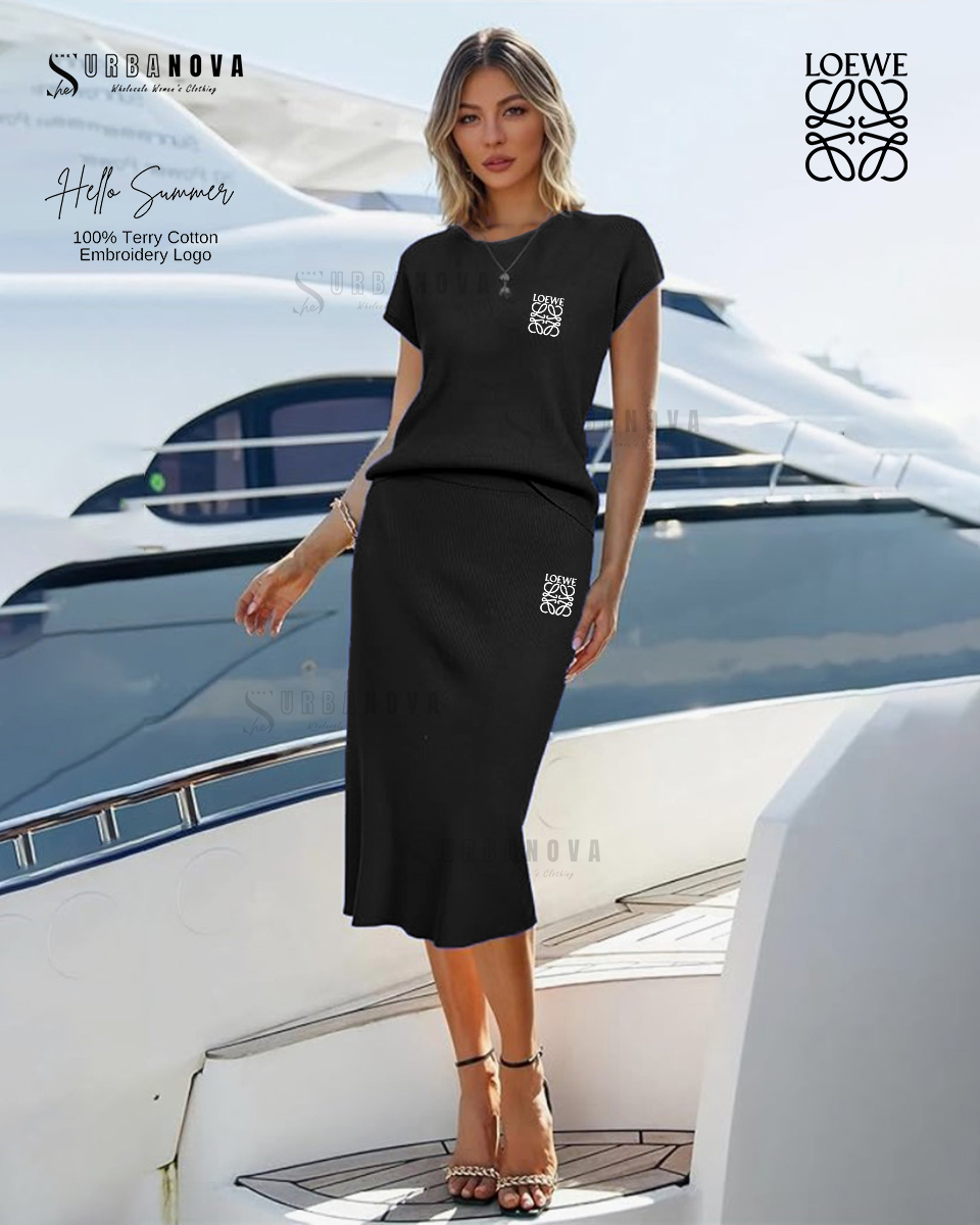 Loewe Long Skirt Short Sleeve T-Shirt two piece set