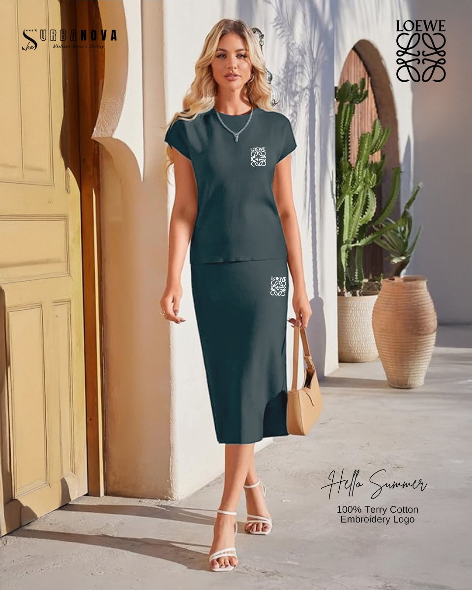 Loewe Long Skirt Short Sleeve T-Shirt two piece set