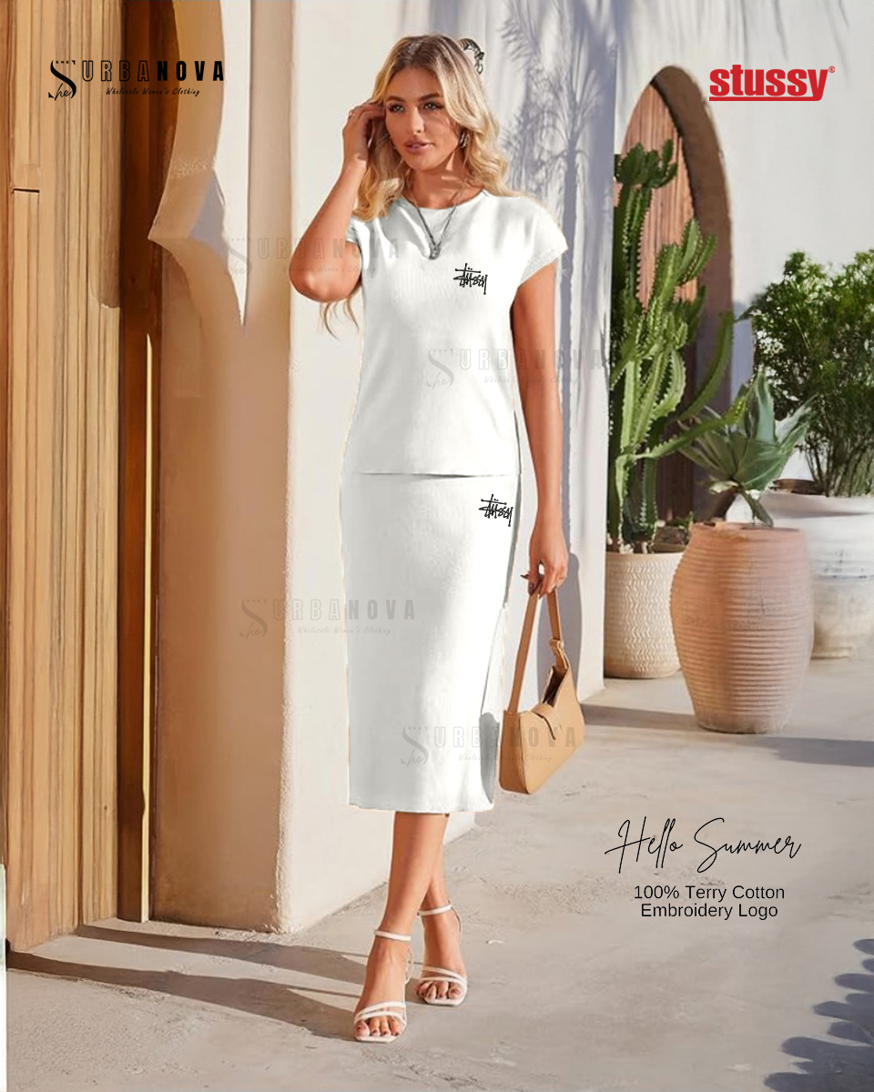 Stussy Long Skirt with Tshirt Set