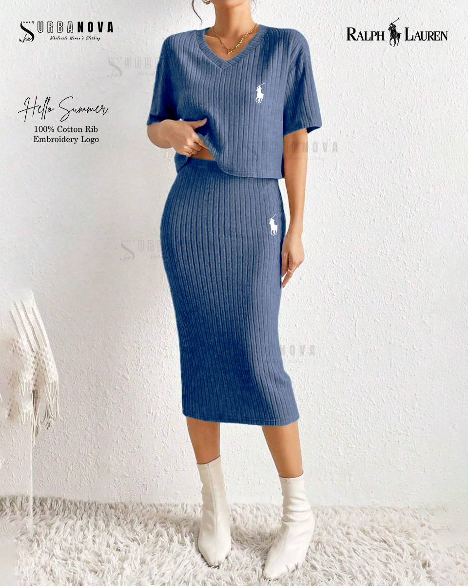 White Ribbed Knit Two-Piece Set