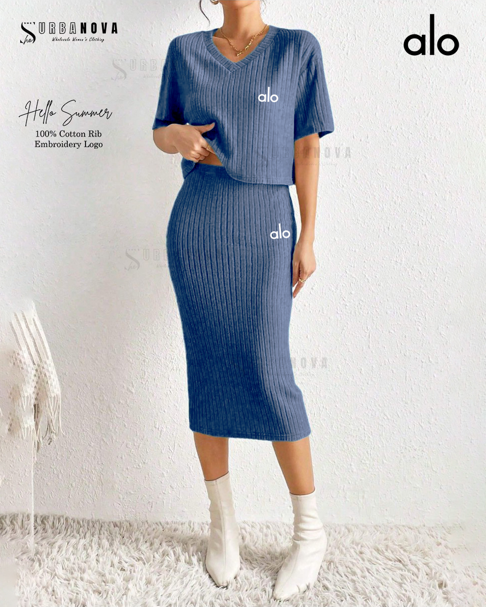 Alo Ribbed Knit Skirt Set