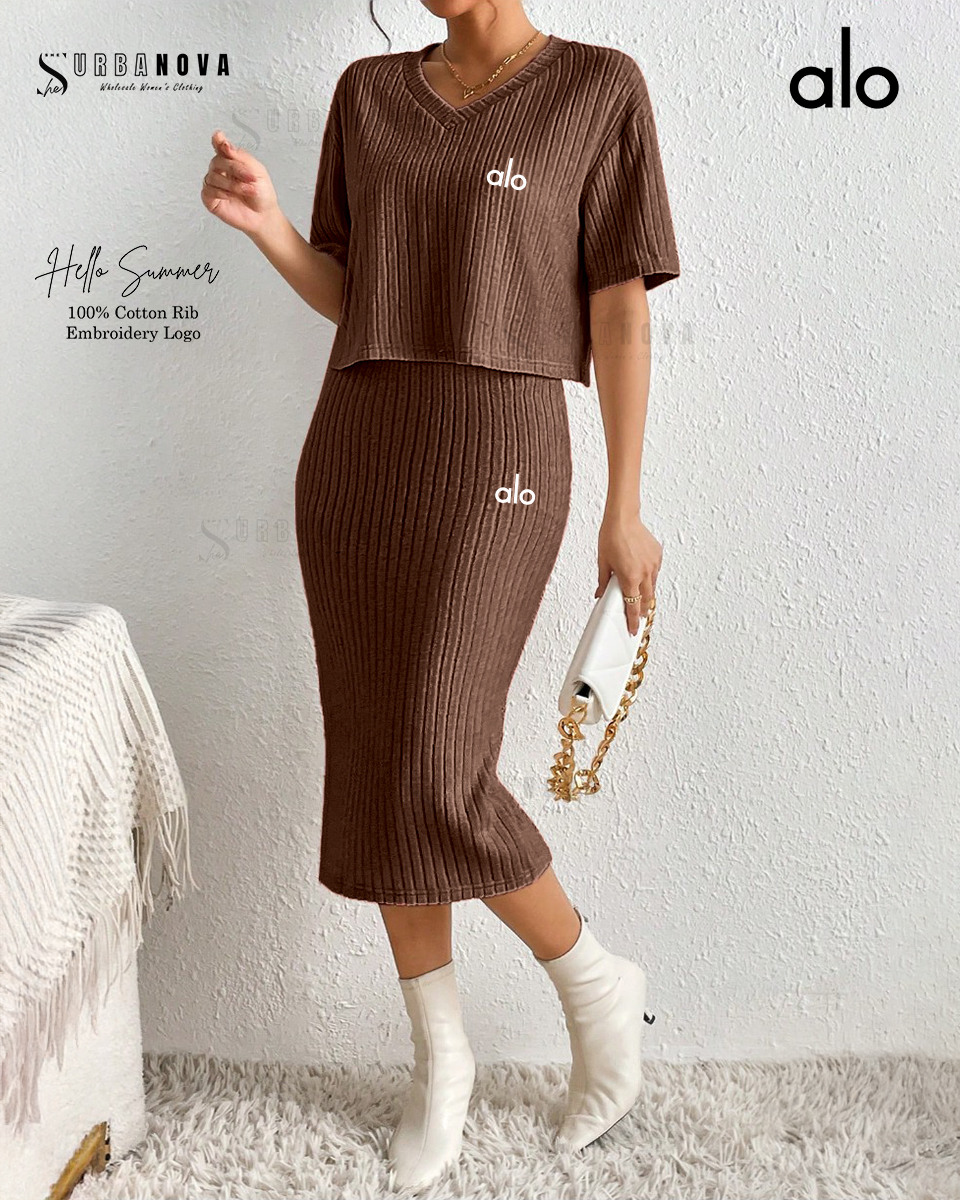 Alo Ribbed Knit Skirt Set