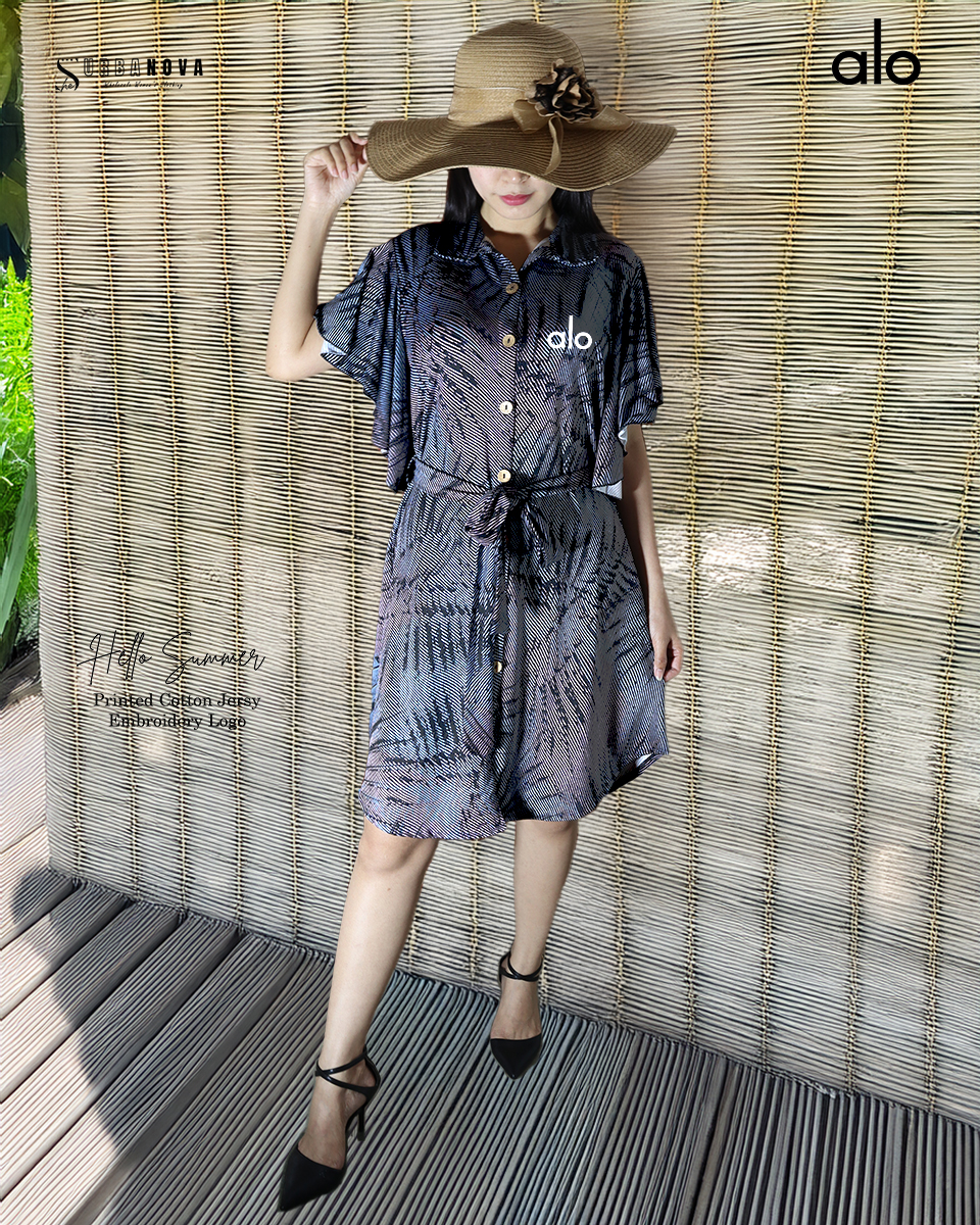 Alo Blue Camouflage Shirt Dress