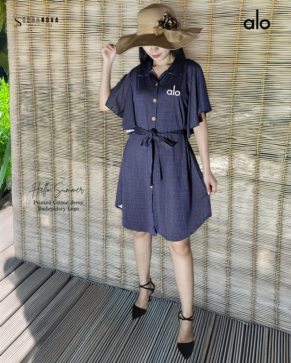 Alo Blue Camouflage Shirt Dress