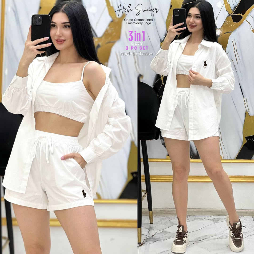 Women's 3-Piece White Summer Set