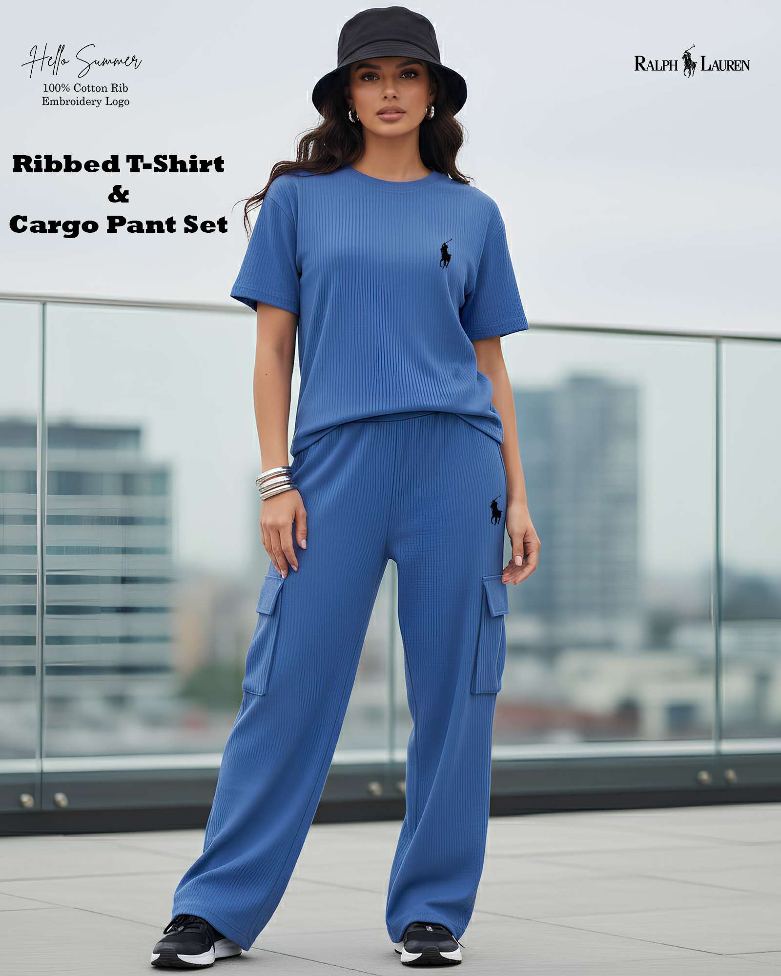 Ribbed T-Shirt & Cargo Pant Set