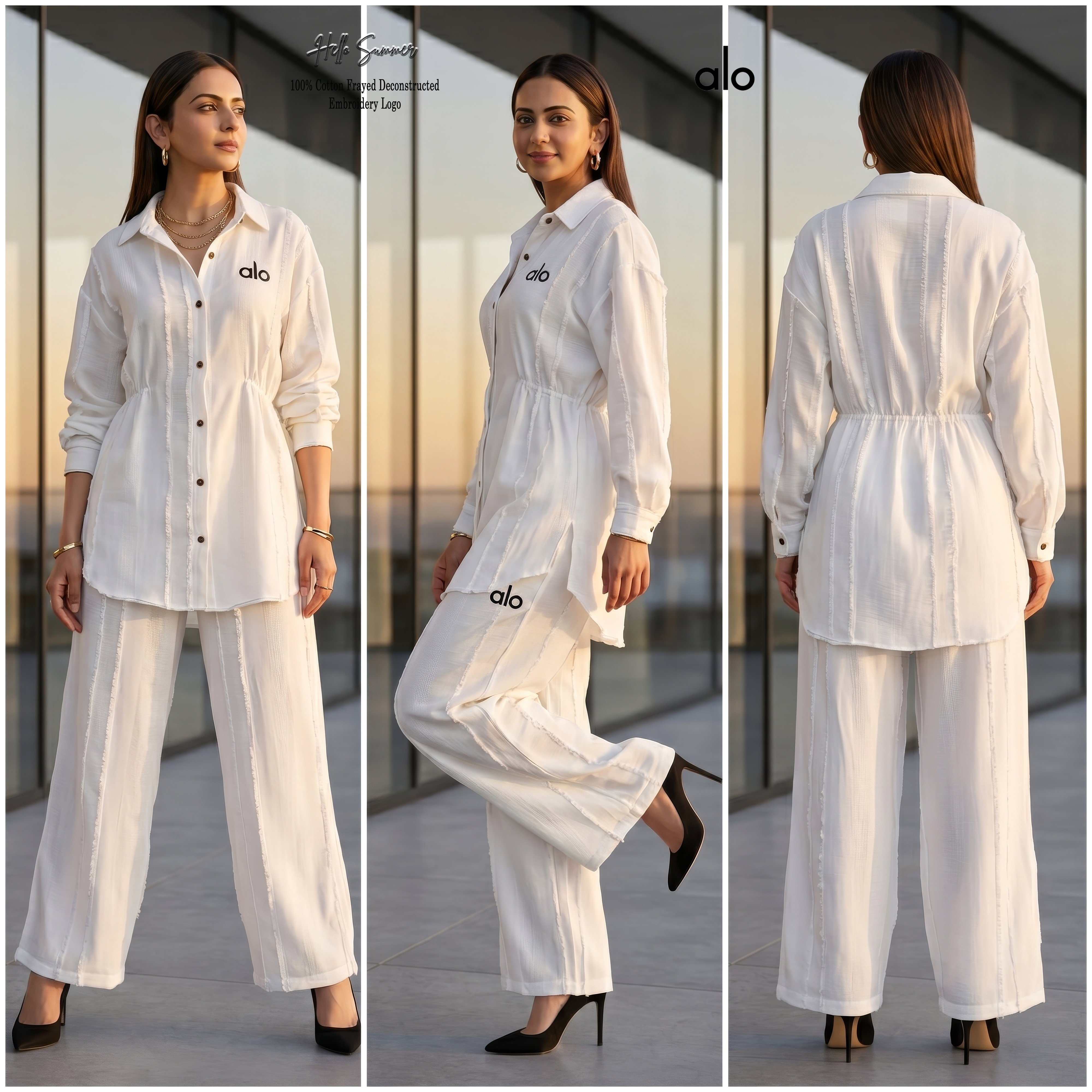 Alo Lounge Long Shirt & Palazzo Set