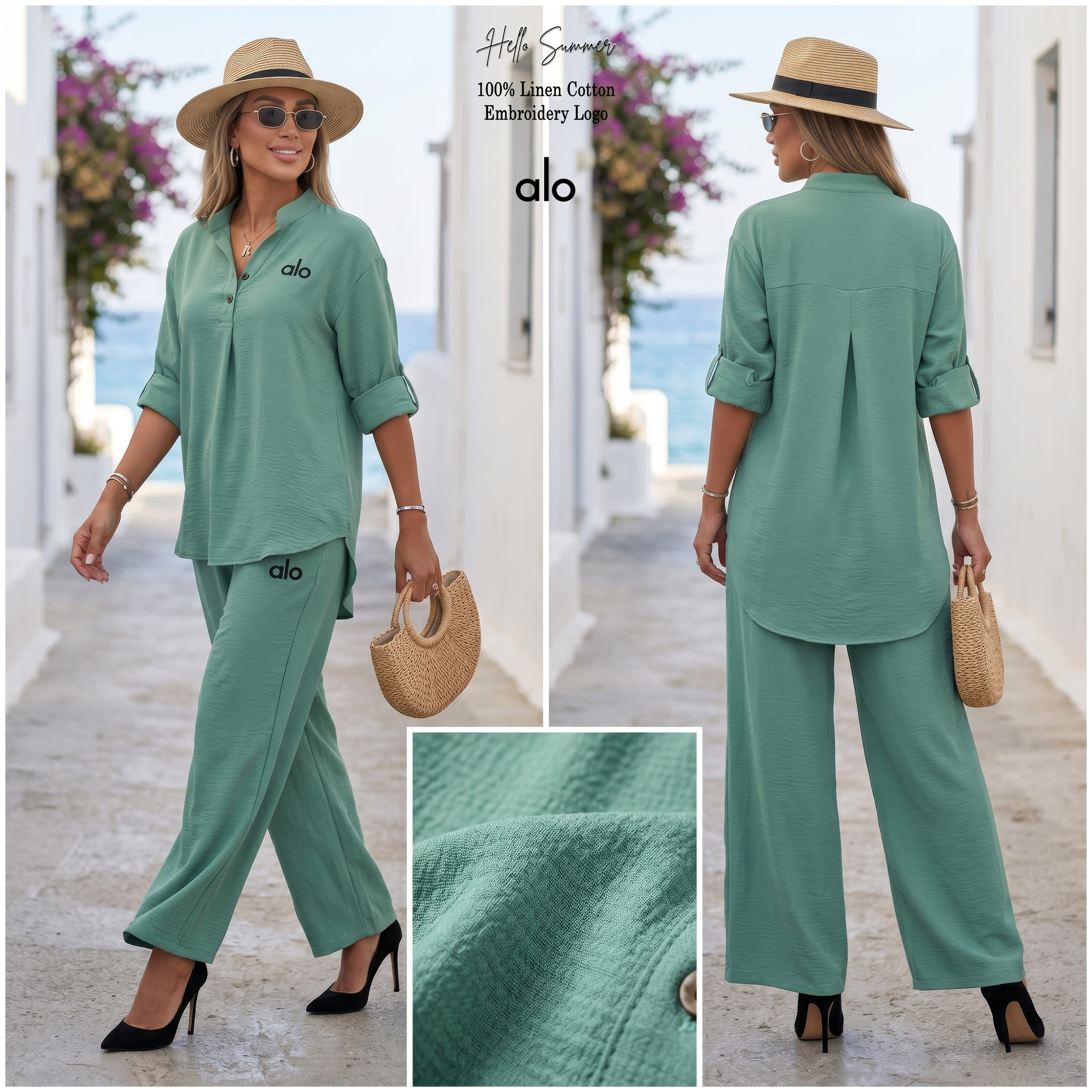 Alo Black Linen Cotton Set