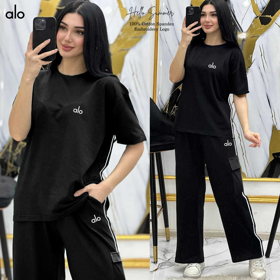 Green Cotton Lounge Set by alo