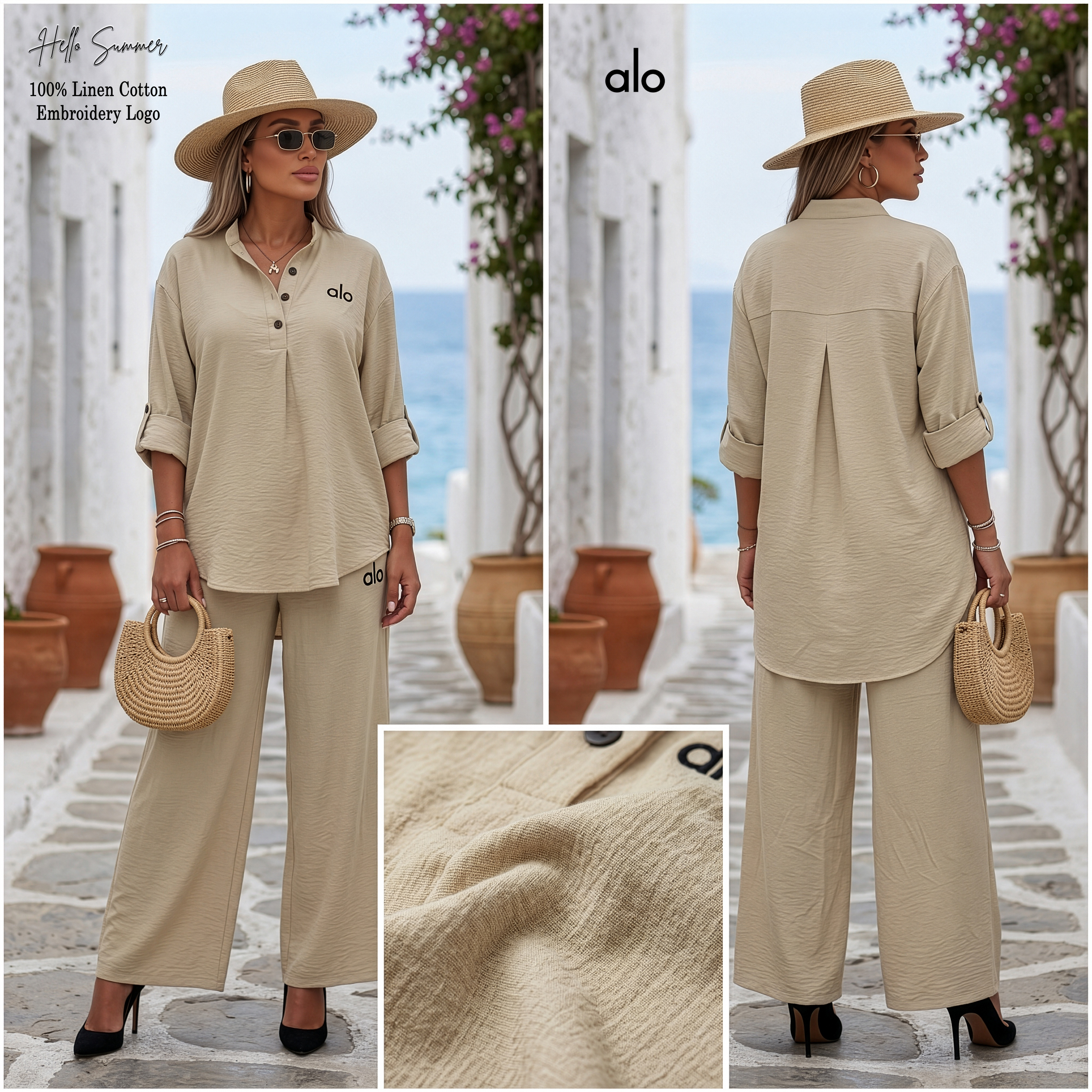 Alo Black Linen Cotton Set