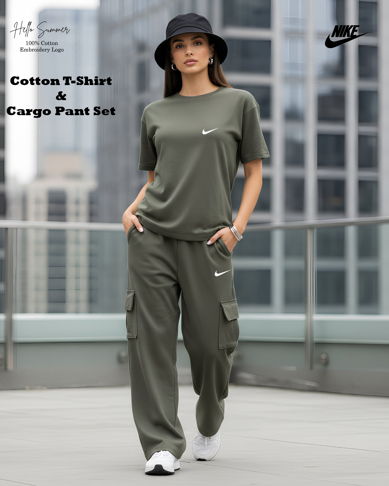 Nike Cotton T-Shirt & Cargo Pant Set
