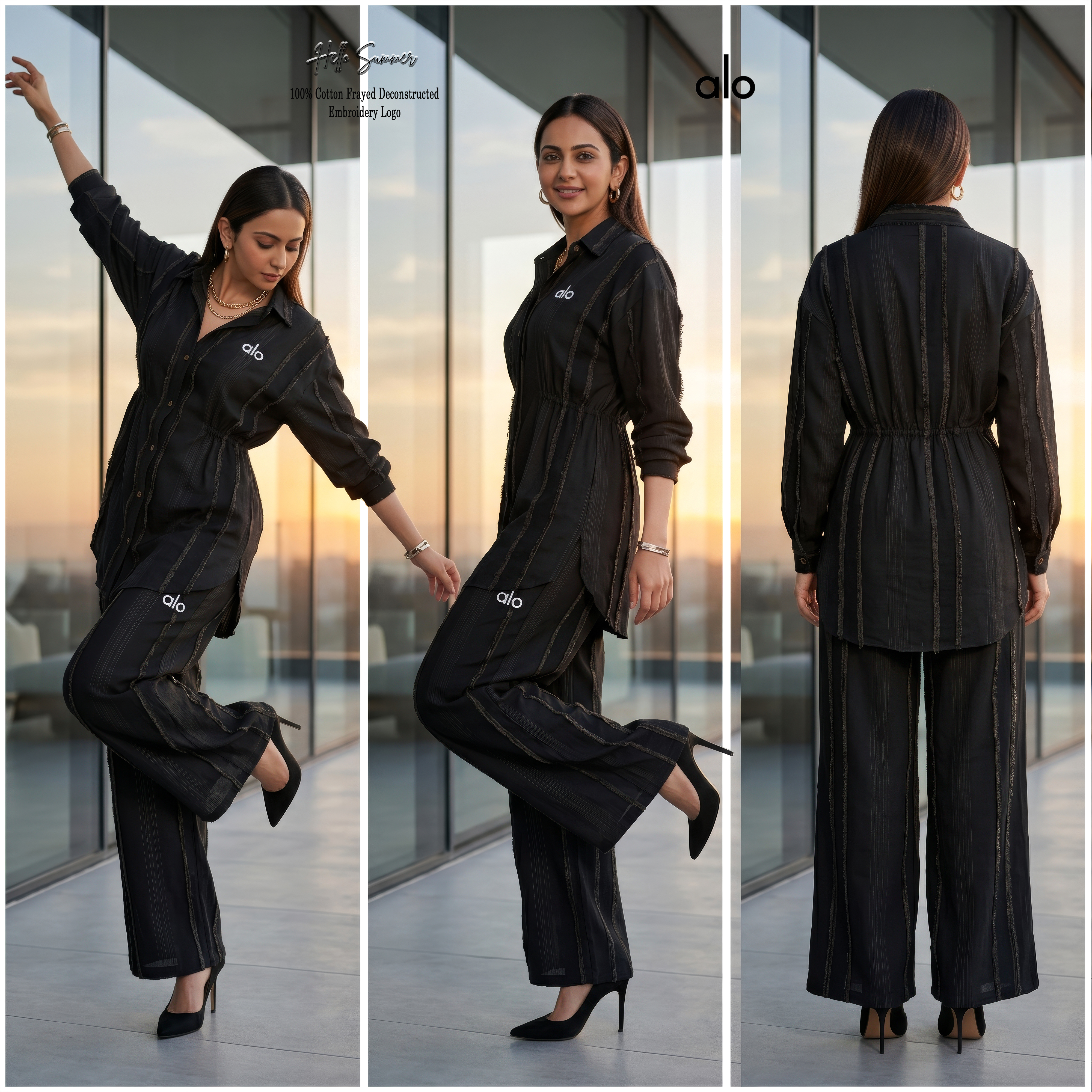 Alo Lounge Long Shirt & Palazzo Set