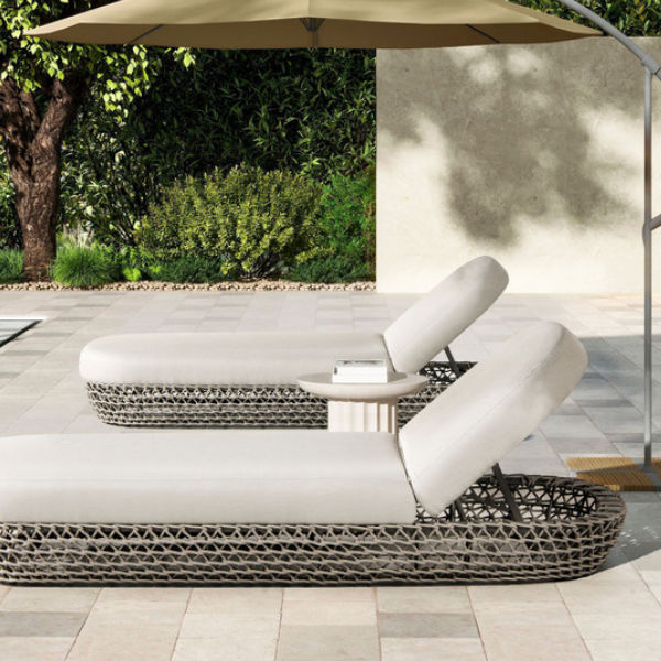 Upholstered Woven Patio Lounger