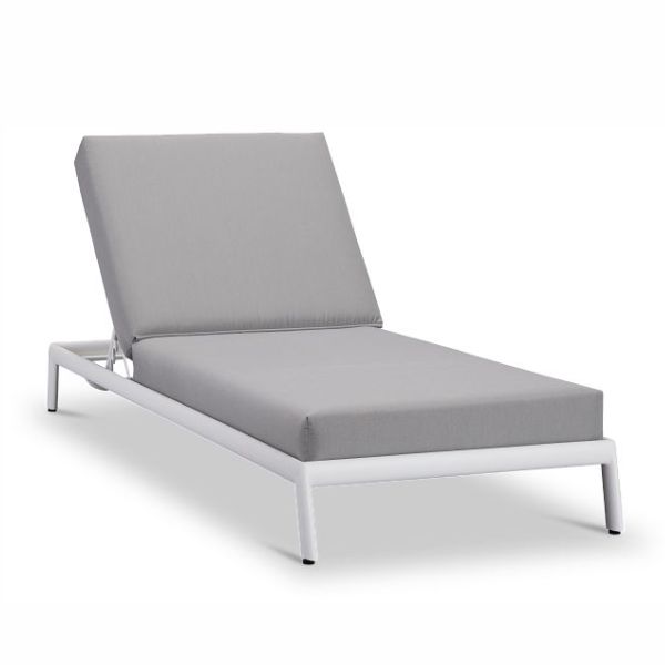 White Gray Cushioned Chaise