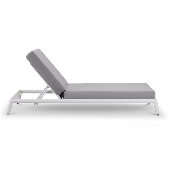White Gray Cushioned Chaise