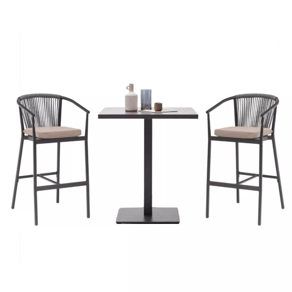 Rope Outdoor Bar Stool Set
