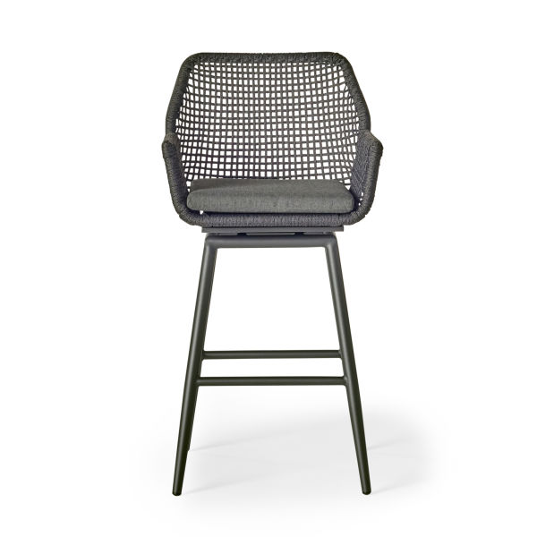 Bar stool with woven backrest