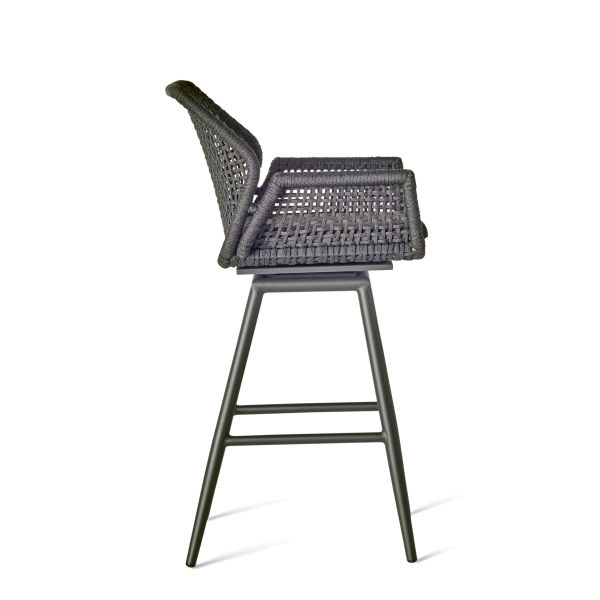 Bar stool with woven backrest