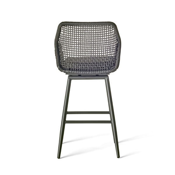 Bar stool with woven backrest