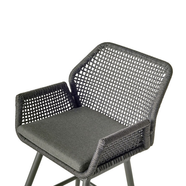 Bar stool with woven backrest