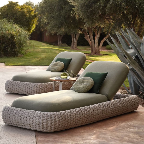 Outdoor woven chaise lounges